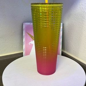 Starbucks Tumbler Venti 24 oz Summer 2022 Lemon Yellow & Pink Gradient Cup